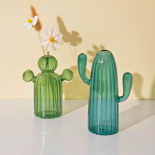 Cactus Glass Vase, Set of 2